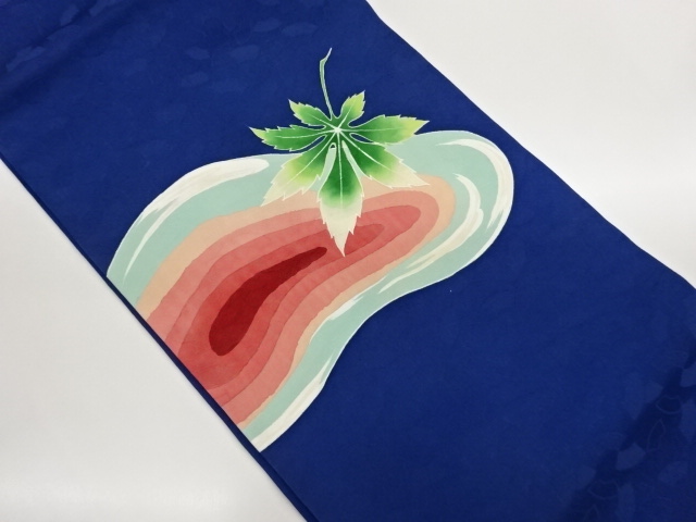 JAPANESE KIMONO / NAGOYA OBI / MAPLE & ABSTRACT PATTERN